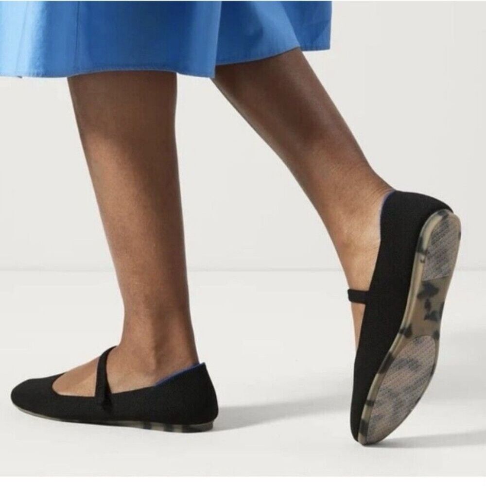 Rothy’s Black The Square Mary Jane Flats Size 12W Knit Ballet Flats Washable